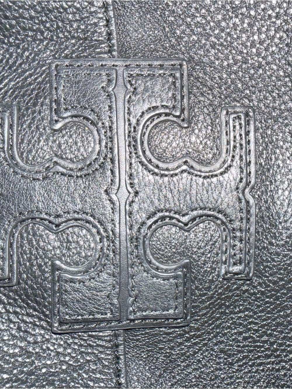 Tory Burch Black Pebbled Leather Hobo Shoulder Bag with Logo - Picture 4 of 17